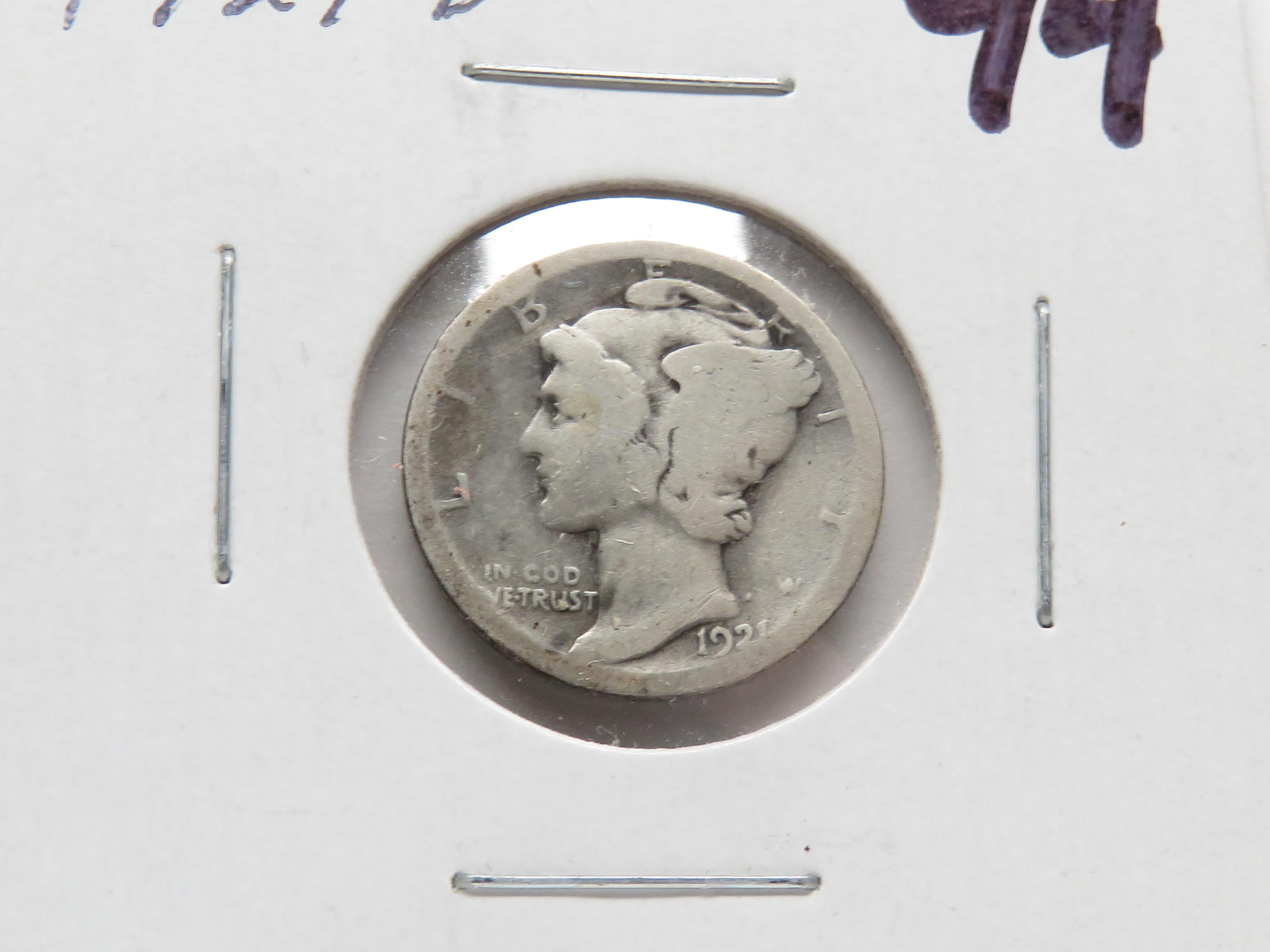 Mercury Dime 1921D Good, Semi-Key