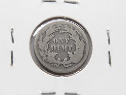 2 Seated Liberty Dimes: 1853 w/ar VF ?clea, 1889 F weak rev rim