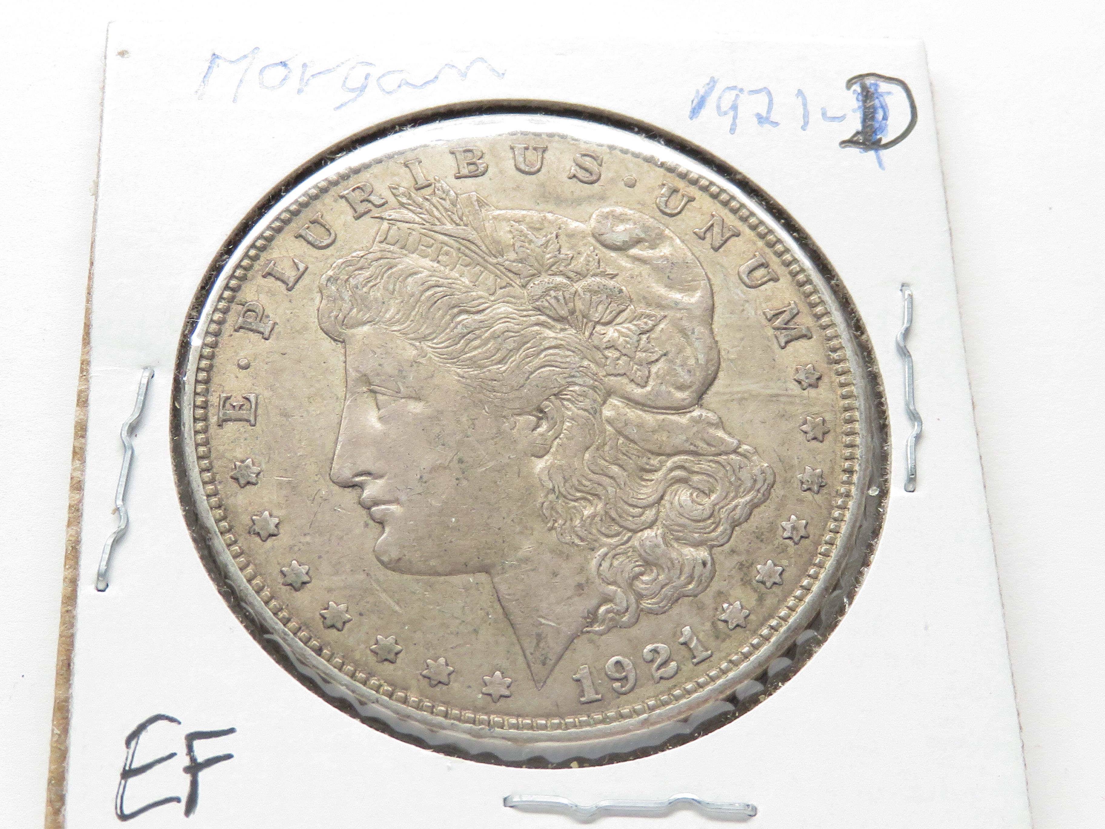 3 Morgan $: 1890-O harshly cleaned, 1921 EF polished, 1921D EF