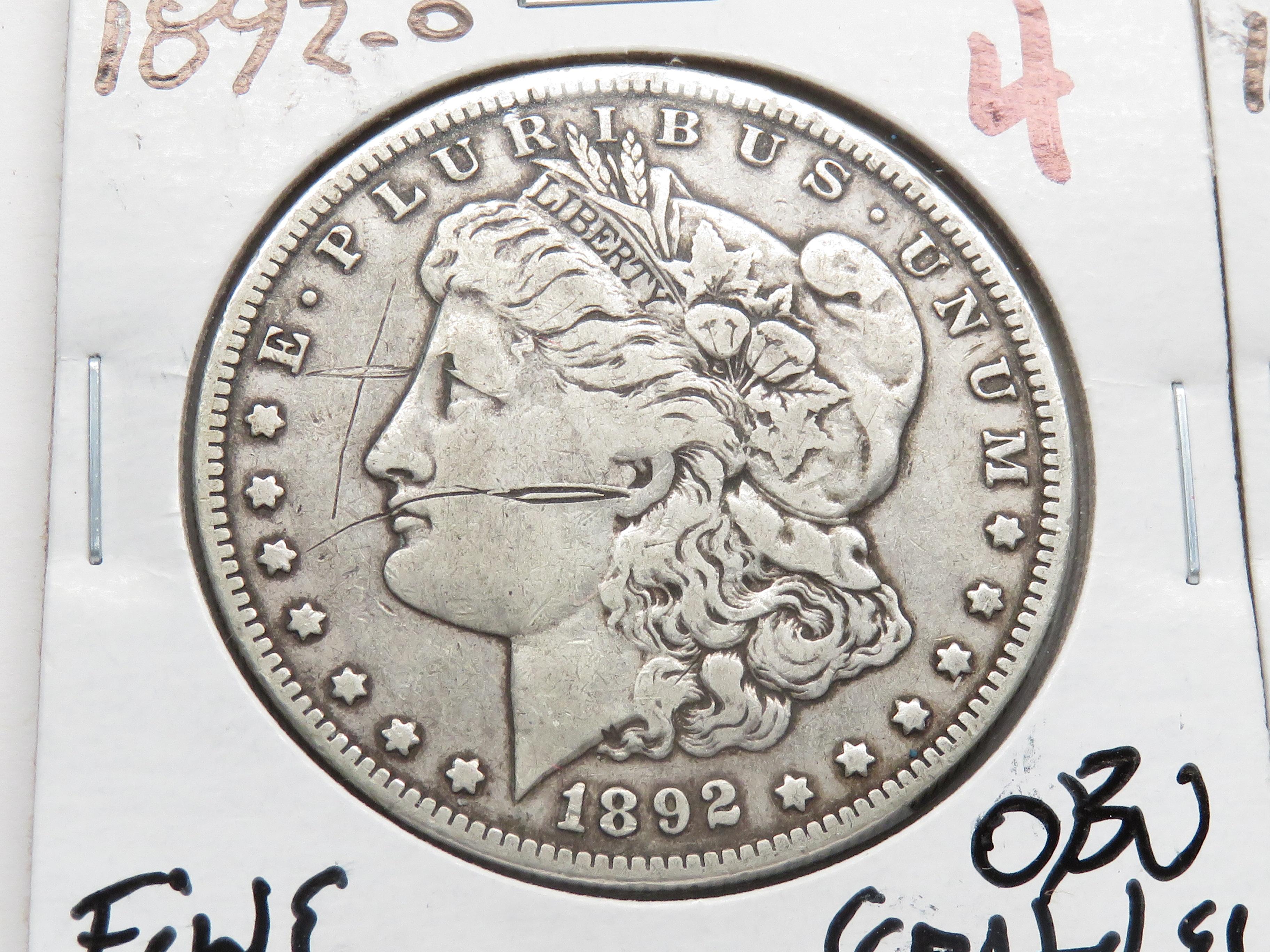 2 Morgan $: 1892-O F obv scrs, 1898 CH EF