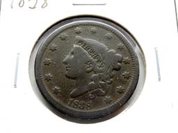 3 Large Cents: 1837 F, 1838 VG, 1844 G rev scratches