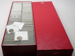 324 Lincoln Wheat Cents in 2x2 storage box, 1909VDB-1958D, total 95 dates. No keys, many better date