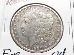 3 Morgan $: 1889 F scrs, 1889-O F clea, 1890 AU clea splotchy