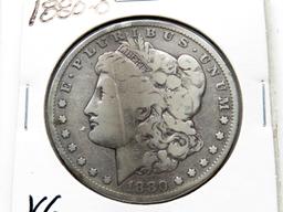 2 Morgan $: 1880 Fine clea, 1880-O VG