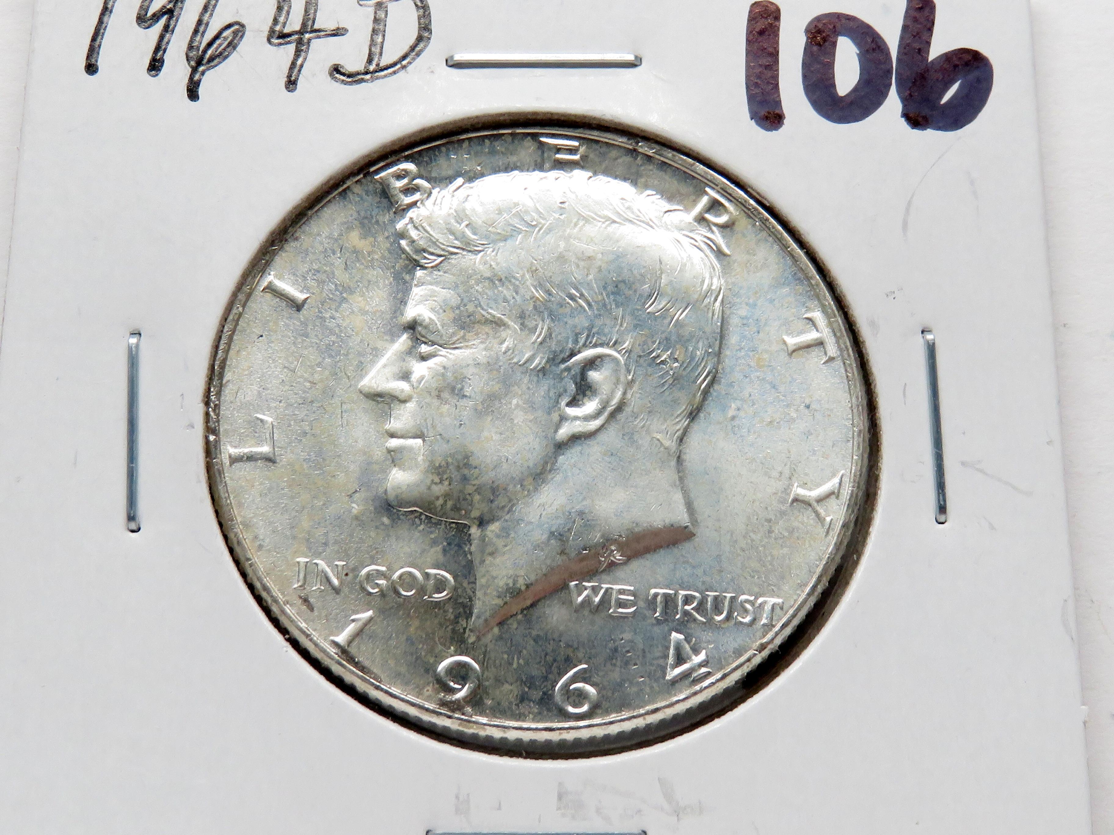 5 Silver Type Half $: Barber 1912 G, Walking Liberty 1944D CH AU, Franklin 1959D Unc ?bell dings, 2