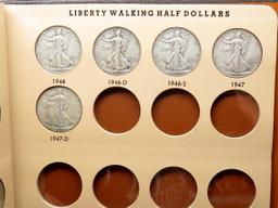 Dansco Walking Liberty Half $ Album, 1937-1947D, 26 Coins  (no 37D-38D) avg circ, dt/mm unchecked