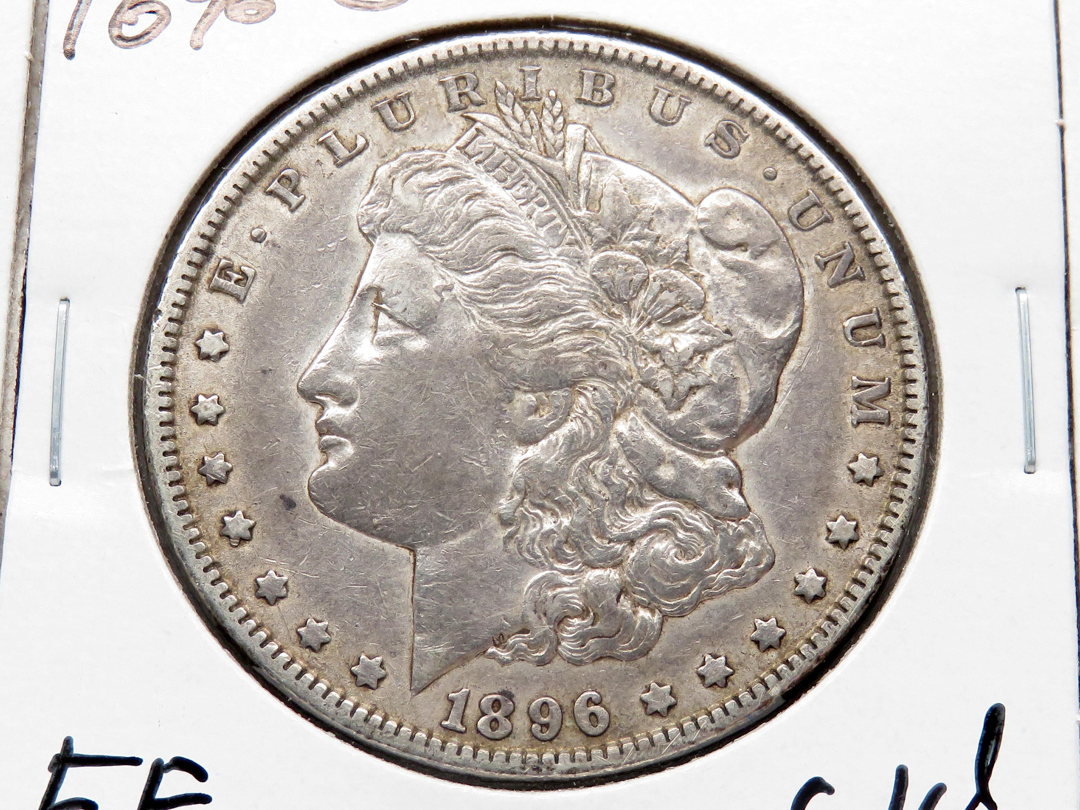 3 Morgan $ better dates: 1896 EF clea, 1896-O EF clea, 1896S VG ?PVC