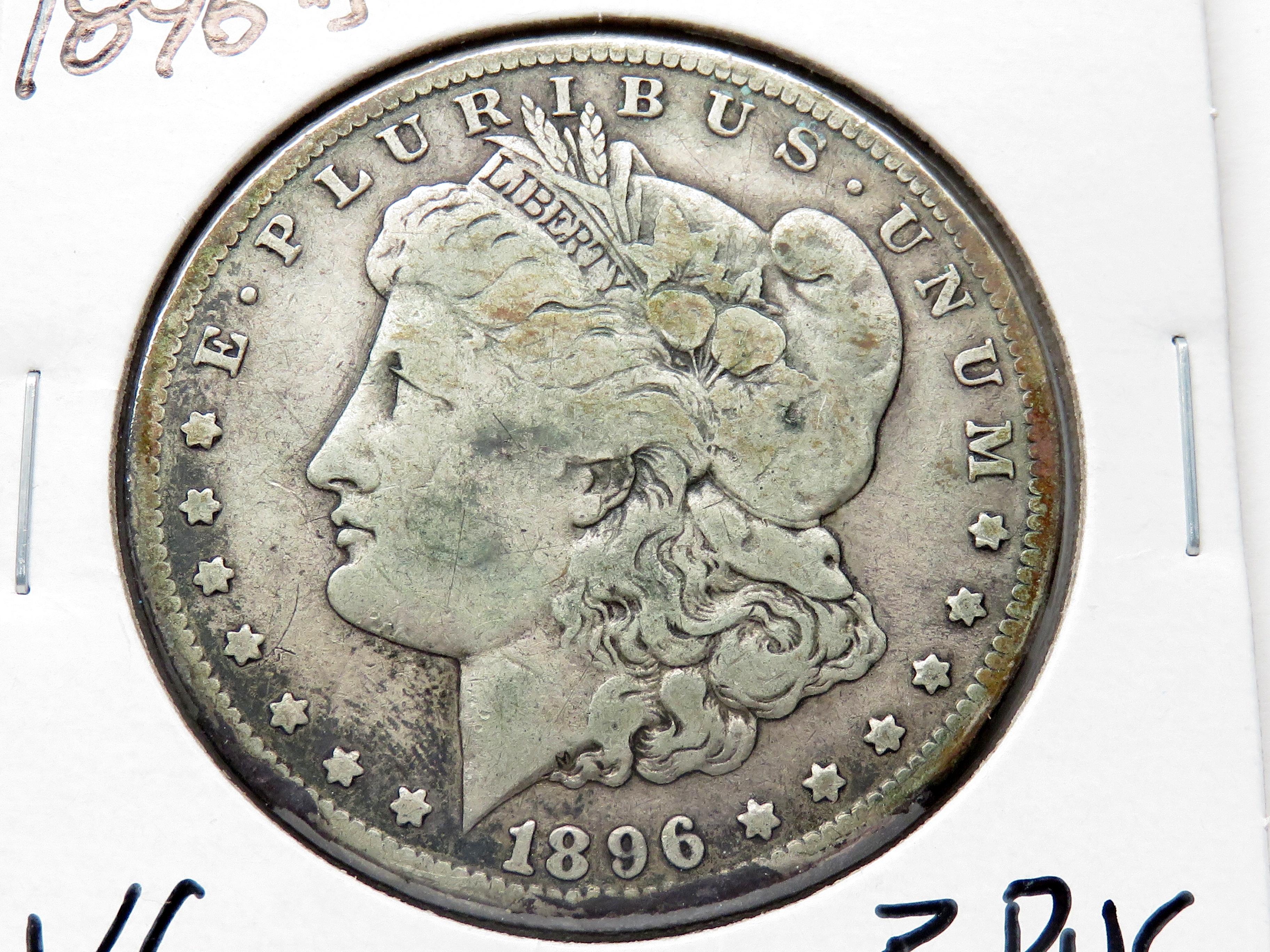 3 Morgan $ better dates: 1896 EF clea, 1896-O EF clea, 1896S VG ?PVC