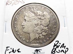 2 Morgan $: 1878 7TF 3rd Rev VG, 1878S F obv rim bump