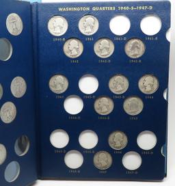 Whitman Silver Washington Quarter Album (spine broken), 1932-1964D, 62 Coins, no Keys, avg circ