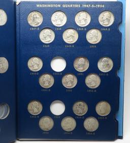 Whitman Silver Washington Quarter Album (spine broken), 1932-1964D, 62 Coins, no Keys, avg circ