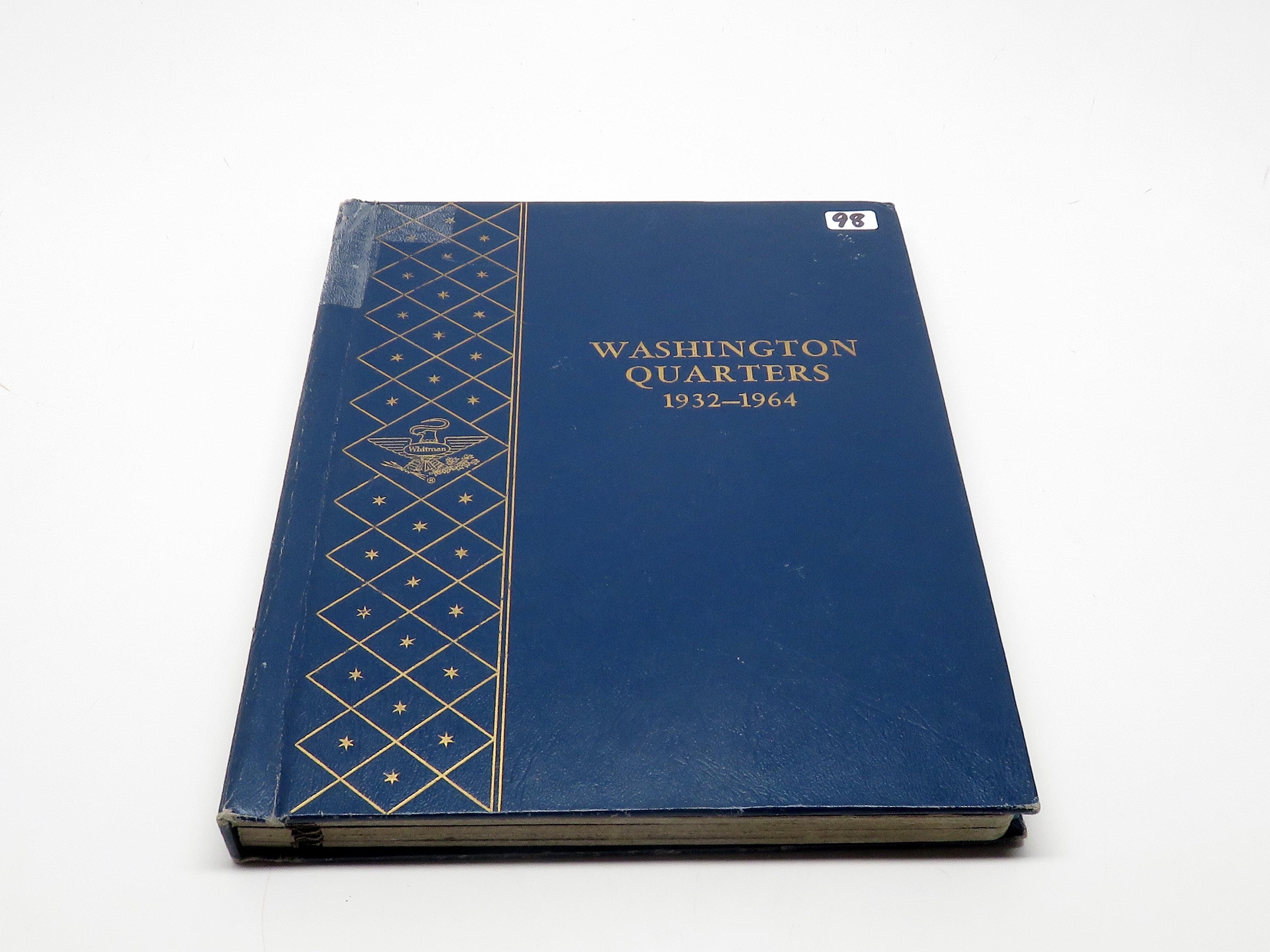 Whitman Silver Washington Quarter Album (spine broken), 1932-1964D, 62 Coins, no Keys, avg circ
