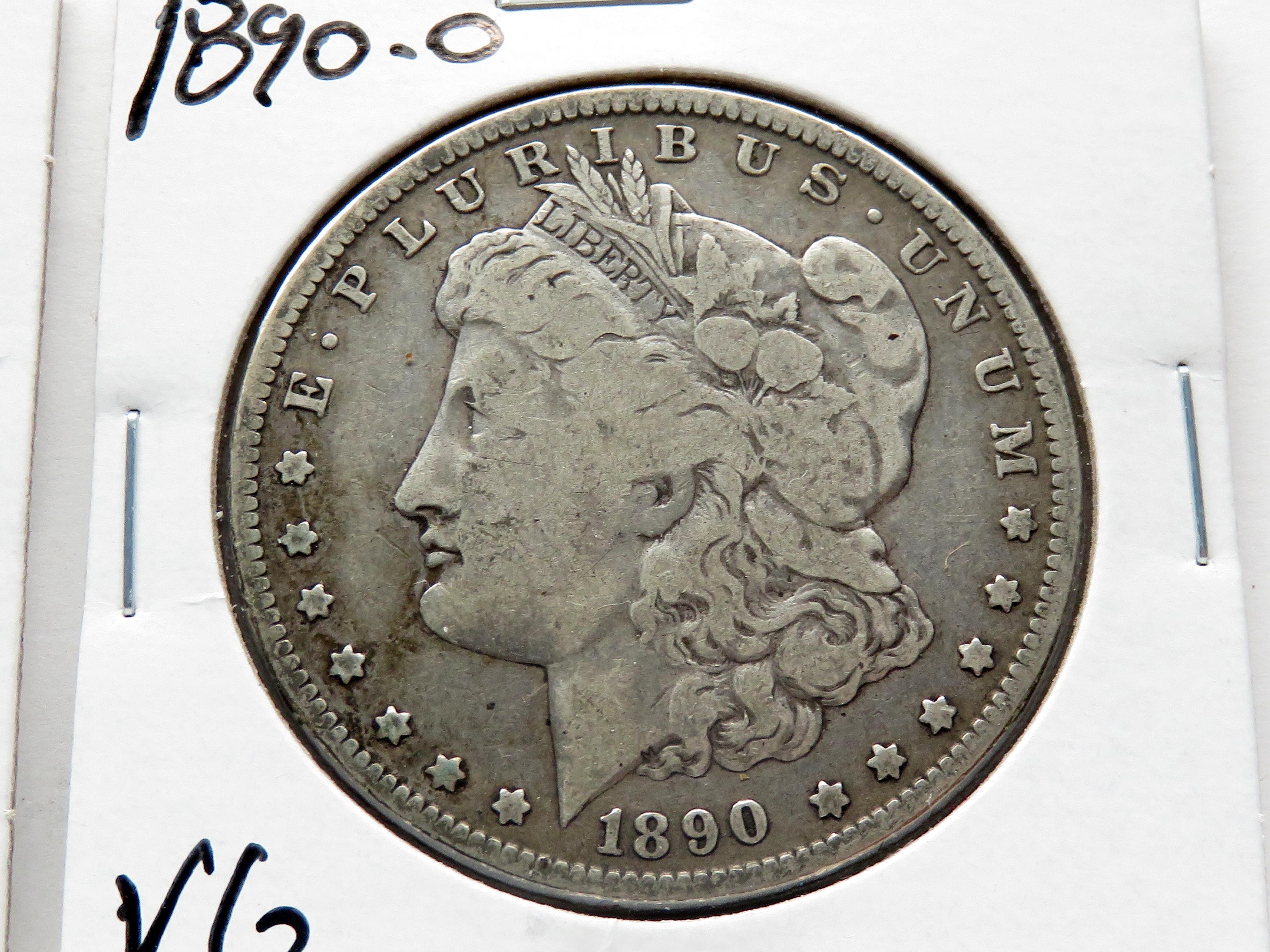 3 Morgan $: 1889 VF ?toned, 1890 VF, 1890-O VG