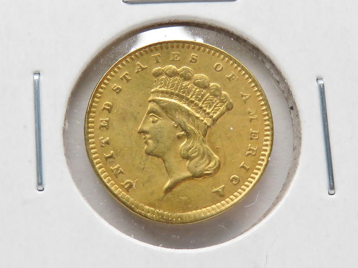 $1 Gold Princess 1860S plugged repaired