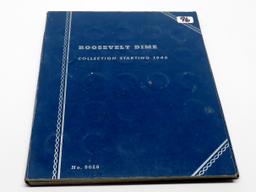 Whitman Roosevelt Dime Album 1946-1979D, 74 Coins (48 Silver, 26 Clad), avg circ, dt/mm unchecked