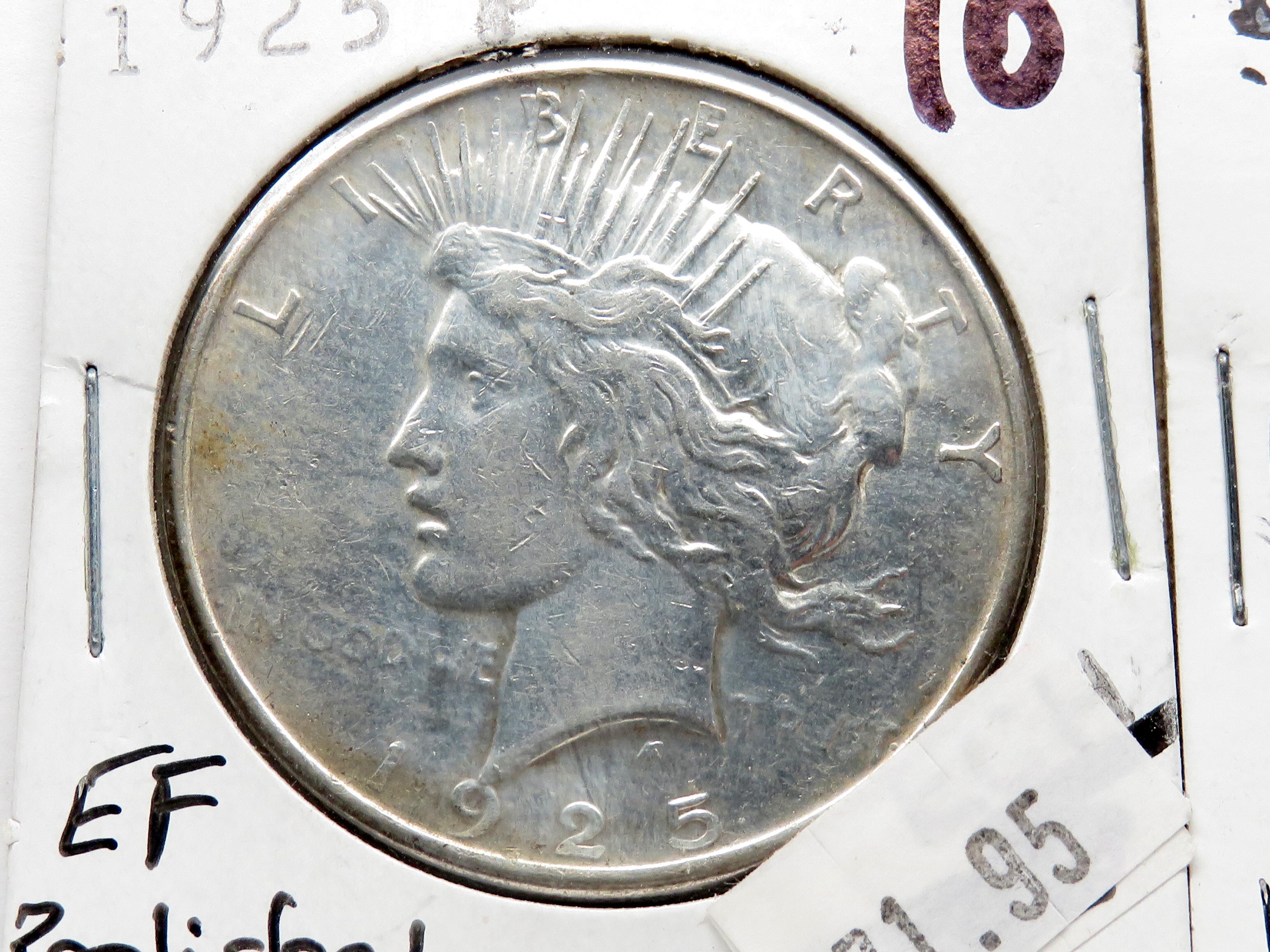 2 Peace $ 1925 EF ?polished, 25S VF