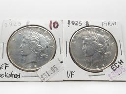 2 Peace $ 1925 EF ?polished, 25S VF