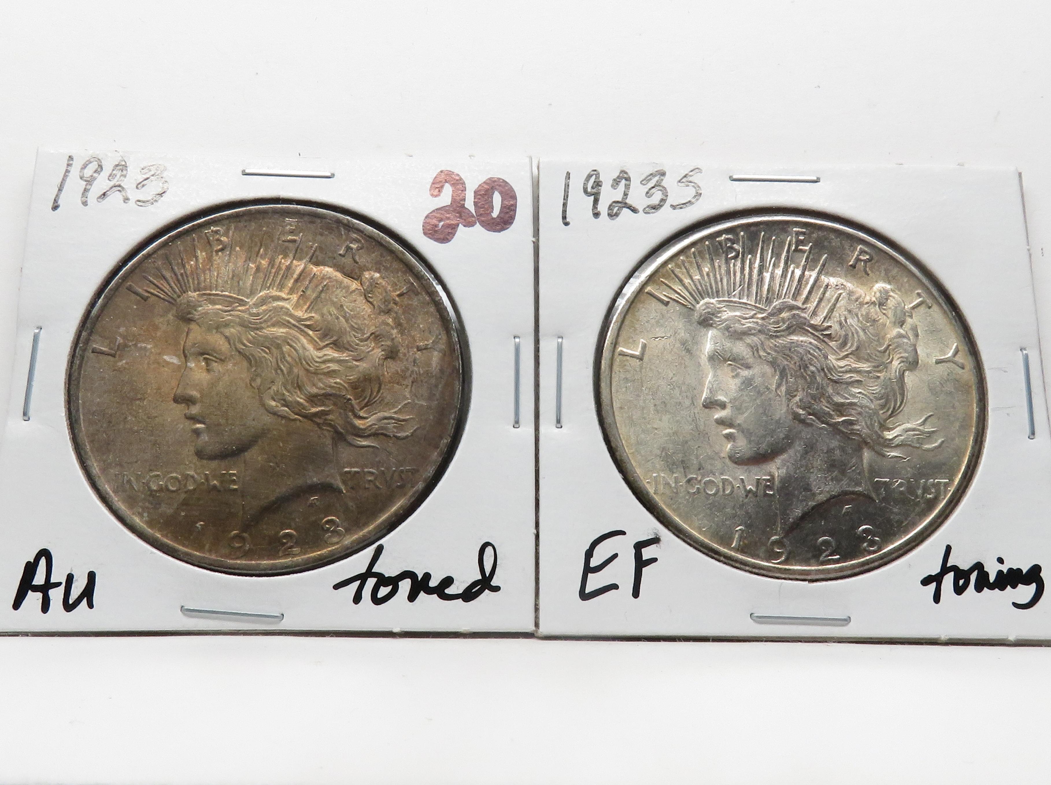 2 Peace $ toned: 1923 AU, 1923S EF