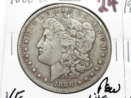 2 Morgan $: 1888-O VF few light dings, 1900-O VF stained
