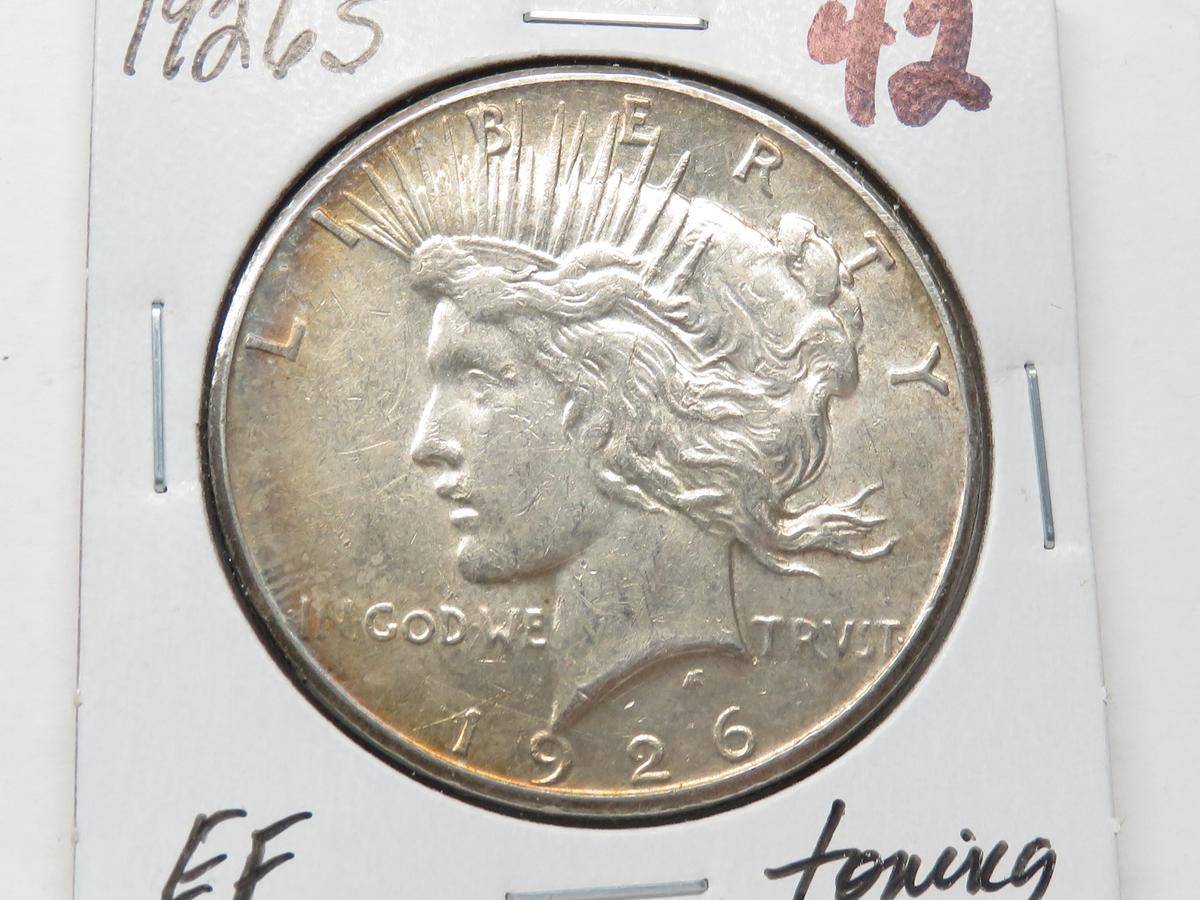 Peace $ 1926S EF toning