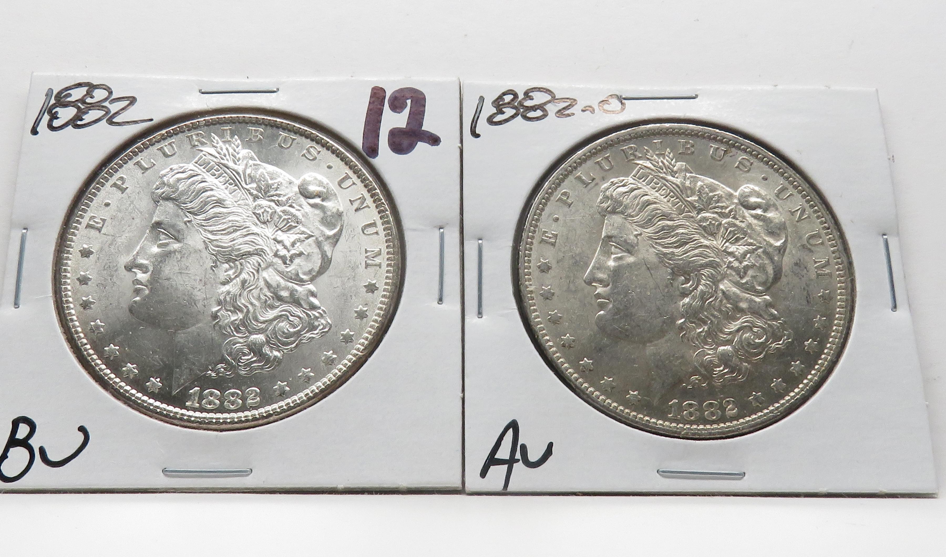 2 Morgan $: 1882 BU, 1882-O AU