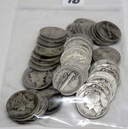 50 Silver Mercury Dimes