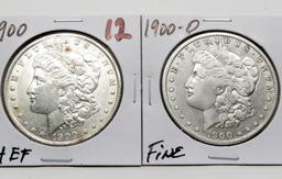 2 Morgan $: 1900 CH EF, 1900-O Fine