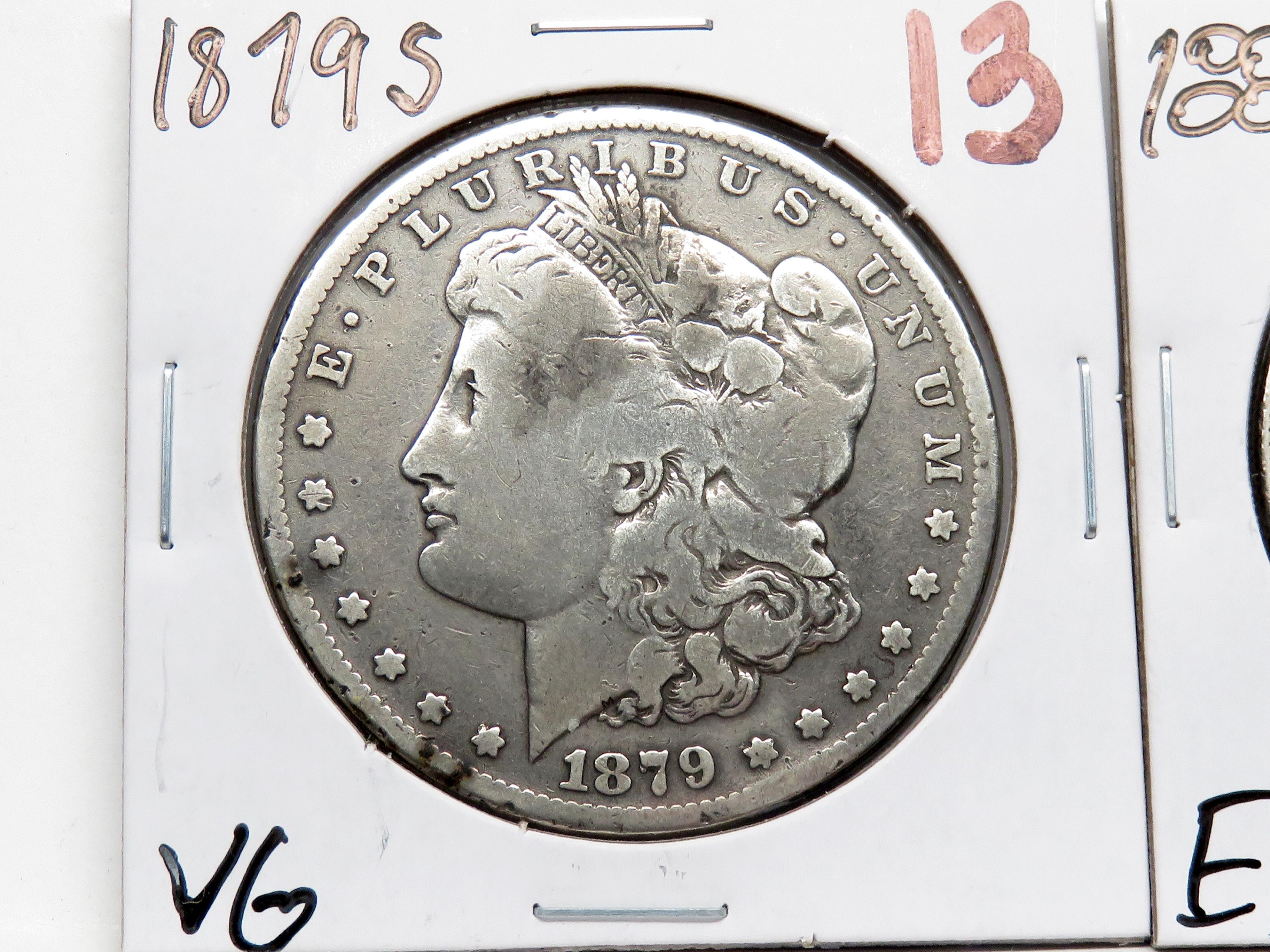 2 Morgan $: 1879S VG, 1880-O EF ?cleaned