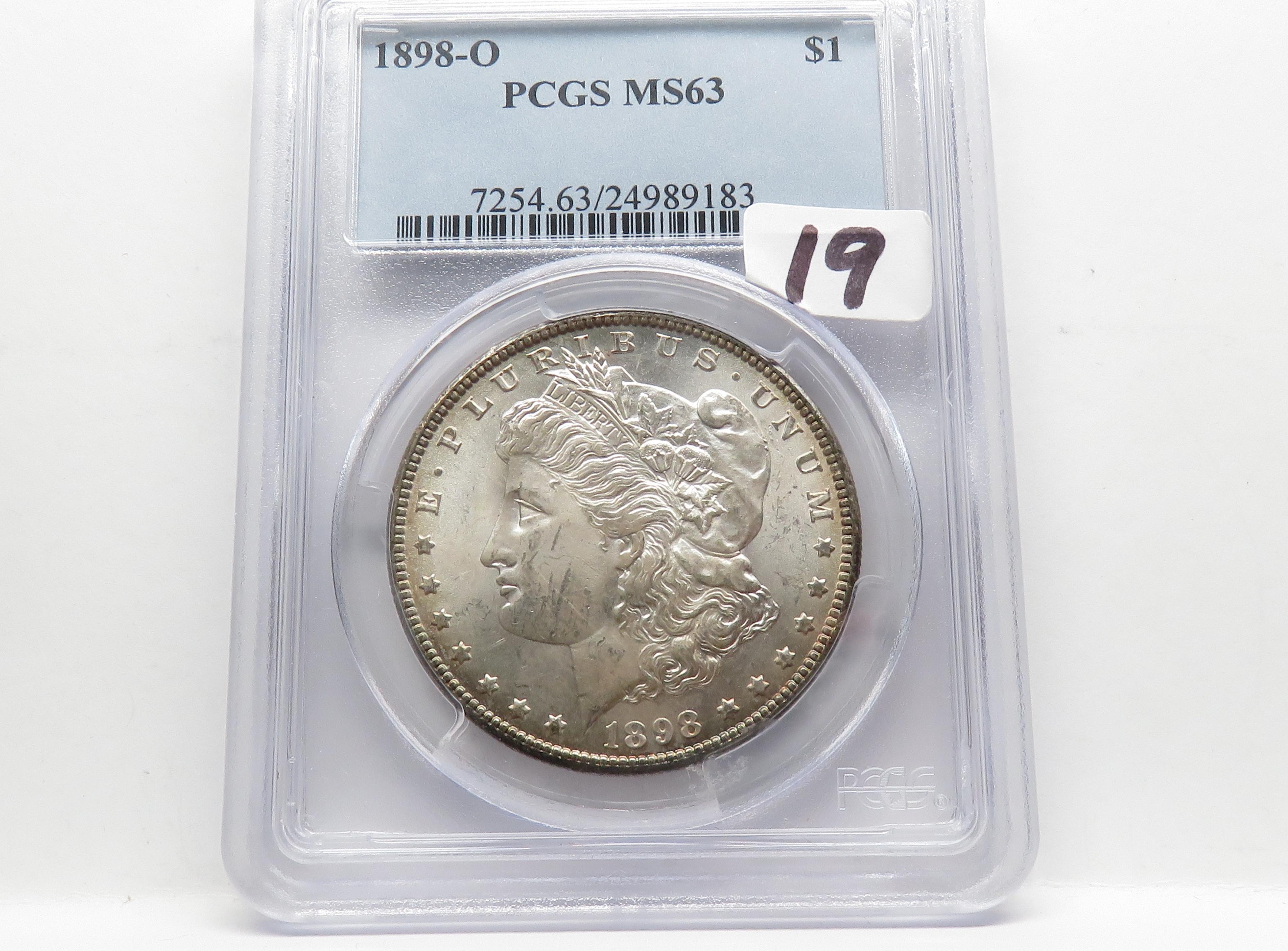 Morgan $ 1898-O PCGS MS63, rim toning