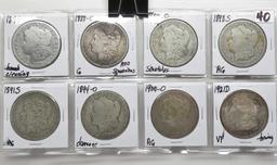 8 Morgan $ problems: 1879S, 88-O, 89-O, 98S, 91S, 94-O, 1900-O, 21D