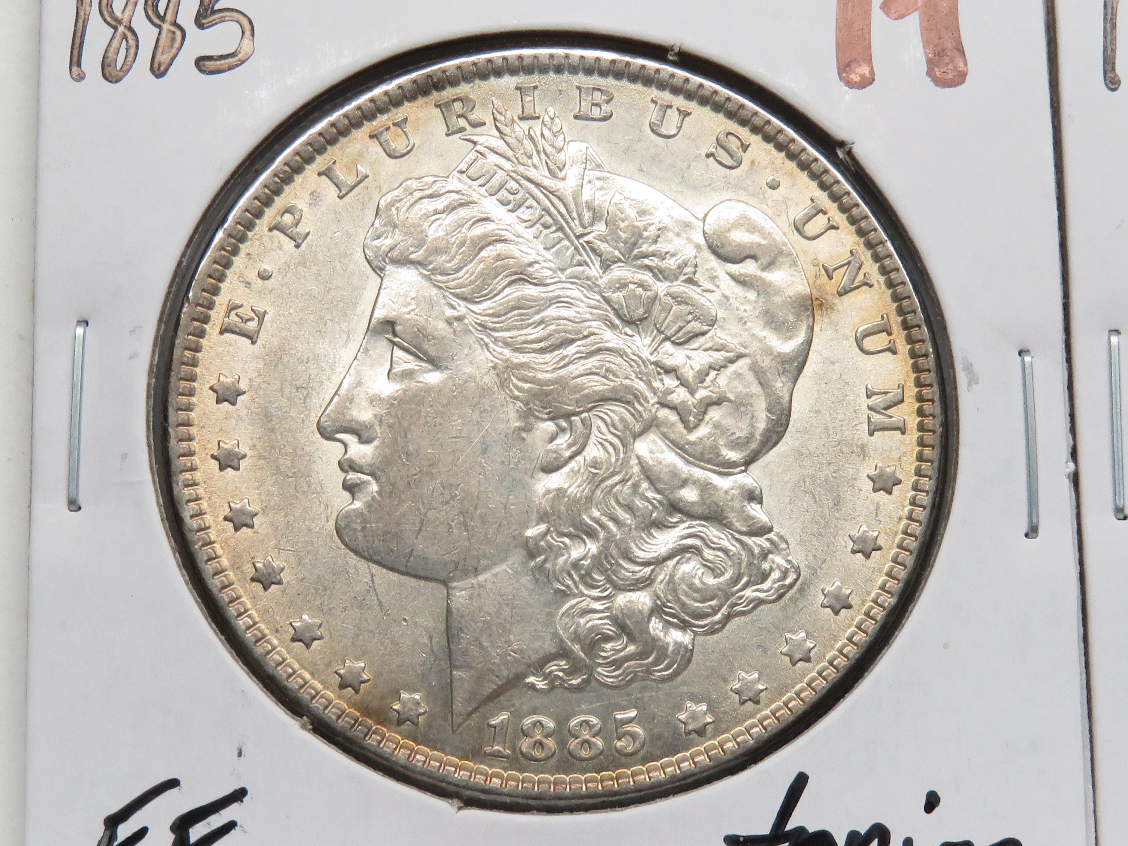 2 Morgan $: 1885 EF toning, 1896 VF