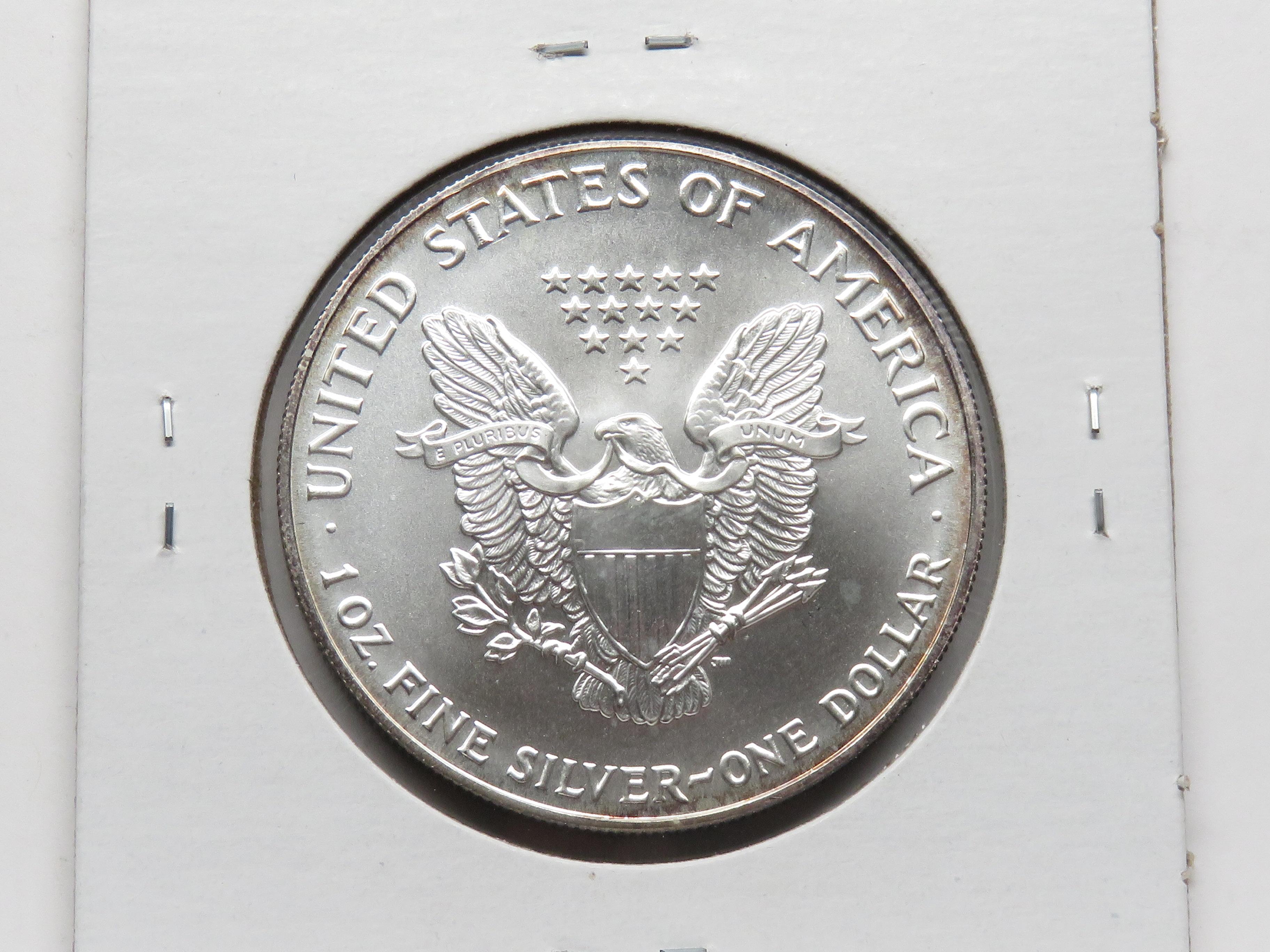 1993 Silver American Eagle CH BU light rim toning