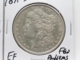 2 Morgan $: 1891 EF, 1891S EF few problems