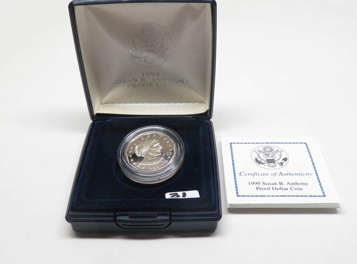 Susan B Anthony $ 1999P Proof, boxed by US Mint