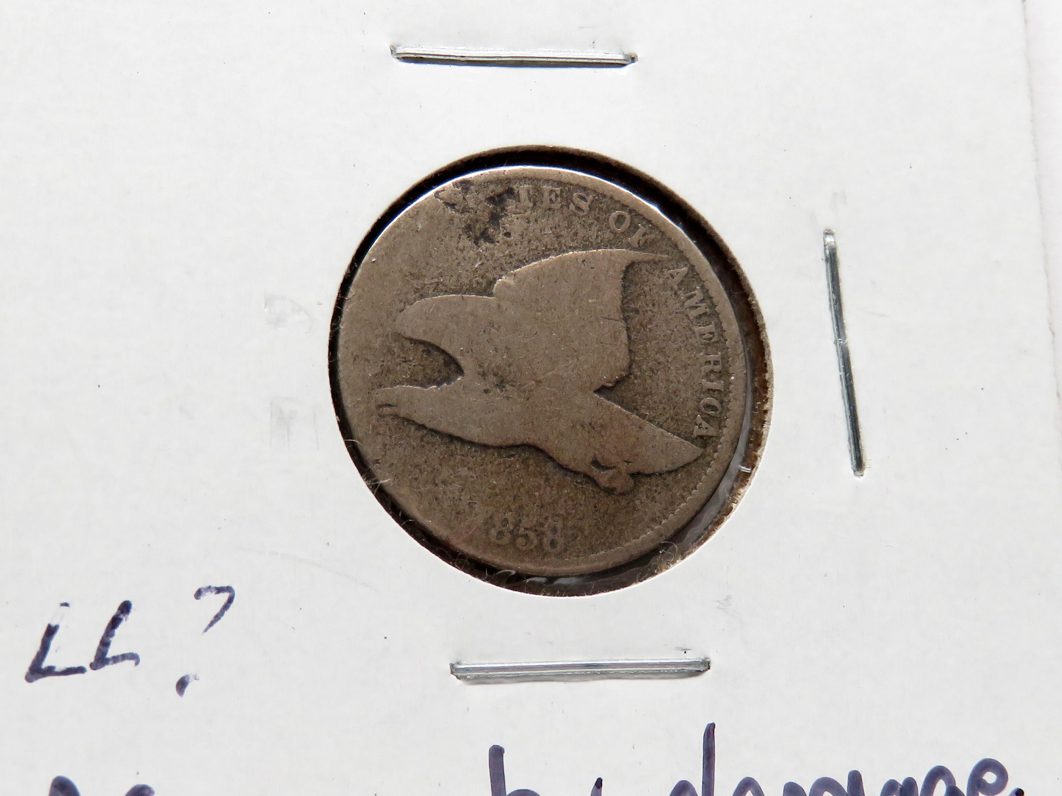 2 Flying Eagle Cents: 1857 F heavy corrosion, 1858 AG obv damage
