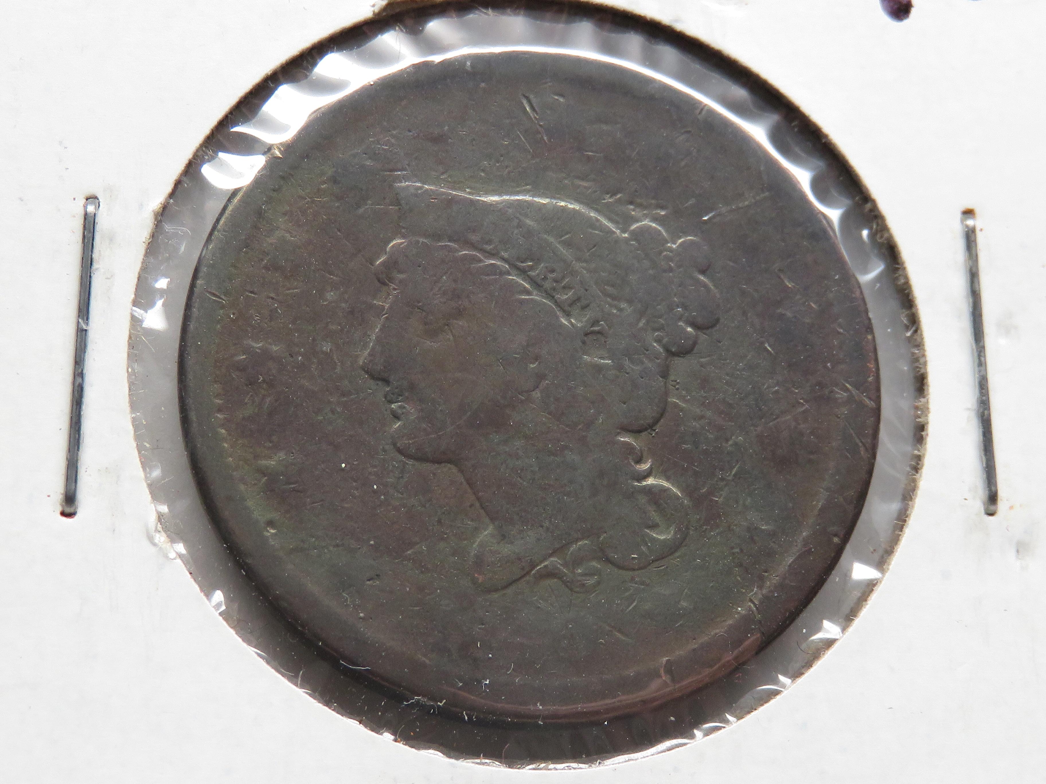 2 Braided Hair Large Cents: 1840 AG cleaned, 1841 VG