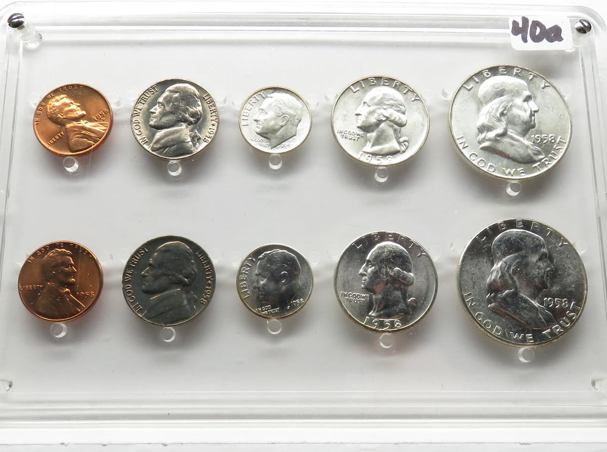 1958 P&D US Mint Set in plastic holder boxed.  Nice set