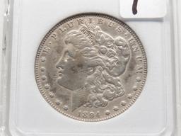 Morgan $ 1894-O NNC AU details damaged, better date