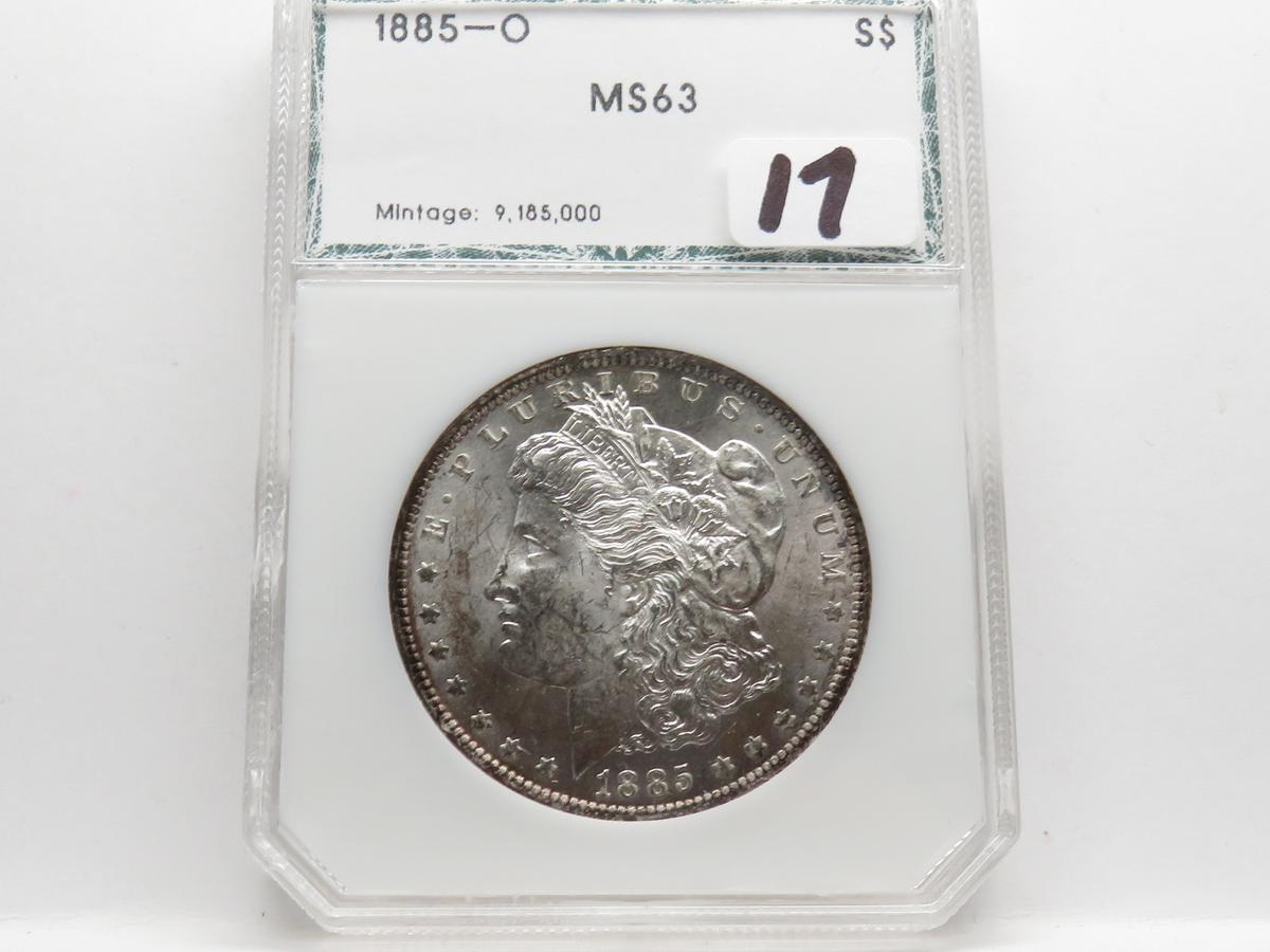Morgan $ 1885-O PCI MS63, green label