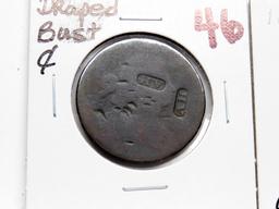 2 Type Cents: Draped Bust with chop marks; Classic Head 1814 corrosion