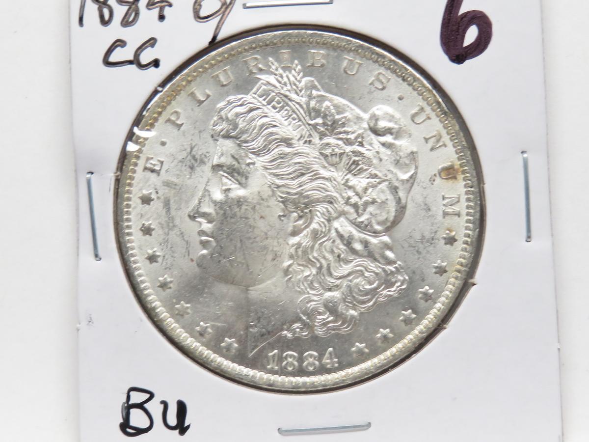 Morgan $ 1884-O over CC with 1965 Walter Breen letter of documentation regarding overdate, BU