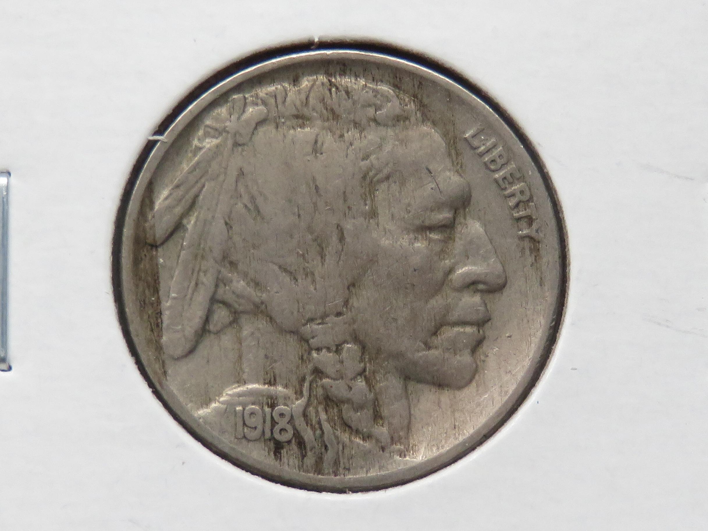 3 Buffalo Nickels: 1917D VG, 1917S G, 1918 VF