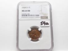 Lincoln Wheat Cent 1928D NGC MS64 RB