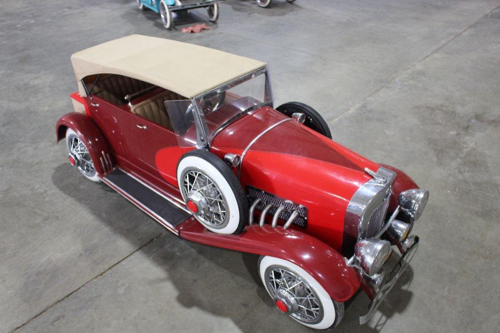 Vintage Duesenberg Special 8 pedal car, 2 seater, 5' 3" long x 23" wide x 2