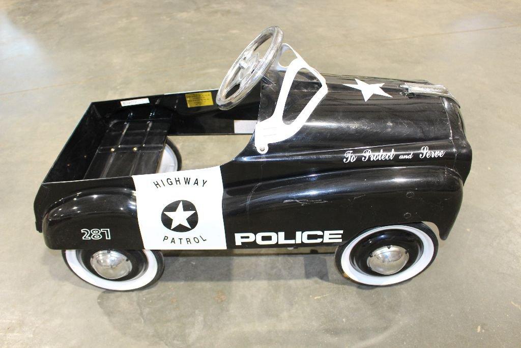 Glide Ride Police pedal car, Highway Patrol 287, 34" long x 14" wide x 15"