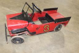 Bo 3 pedal car, 41" long x 15" wide x 13" high, 7" wheels.