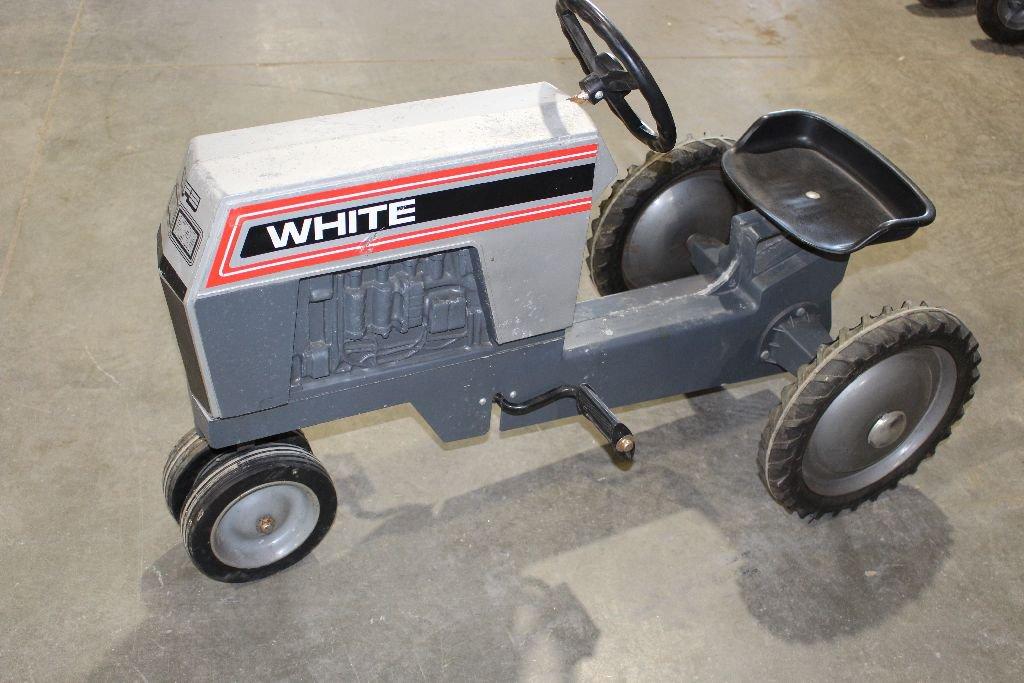 Scale Models Dyersville White pedal tractor, 36" long x 18" wide x 25" high