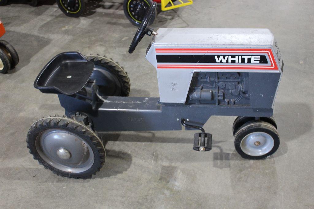 Scale Models Dyersville White pedal tractor, 36" long x 18" wide x 25" high