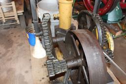 Pohlman gas engine, crooked gear, pump jack on cart, with water pump.