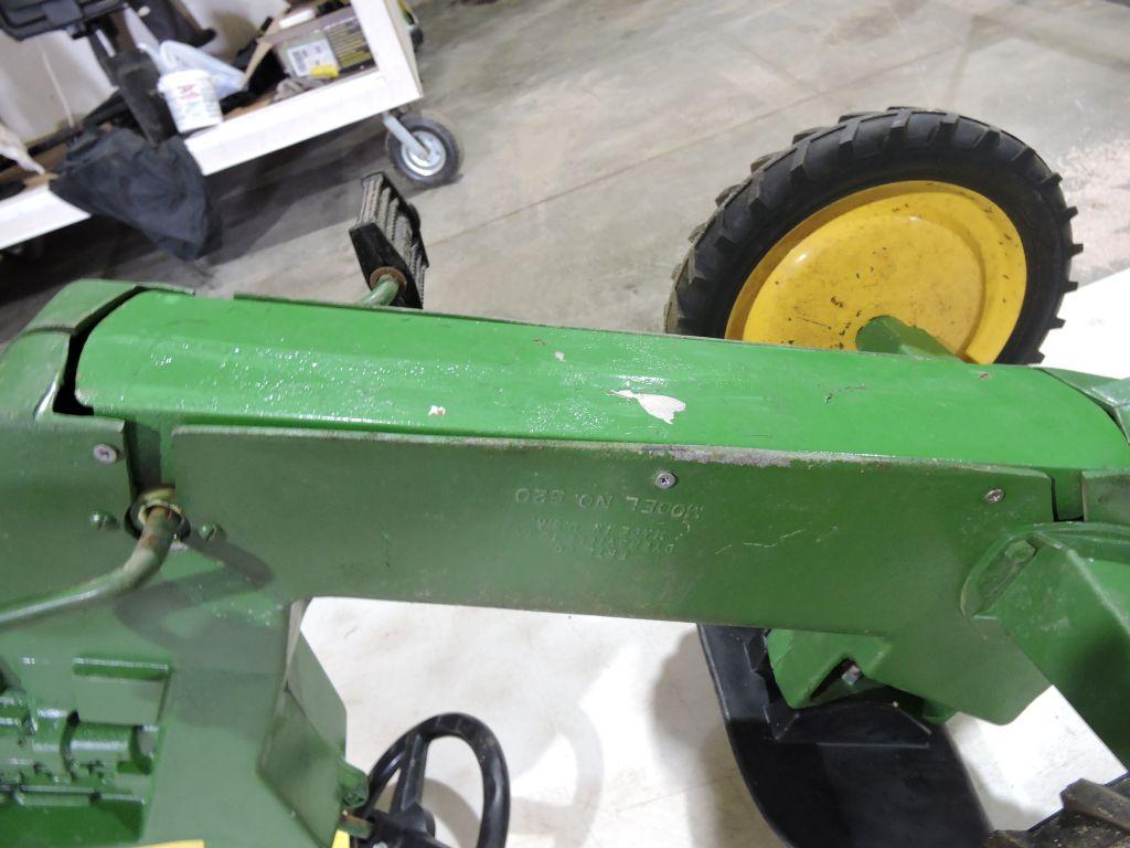 John Deere ERTL pedal tractor, wide front, scale model 520.